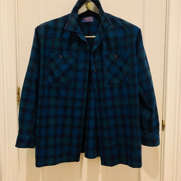 Vintage Pendleton Wool Plaid Flannel Button Work Chore Shirt Heavy Chamois Work - Picture 4 of 10
